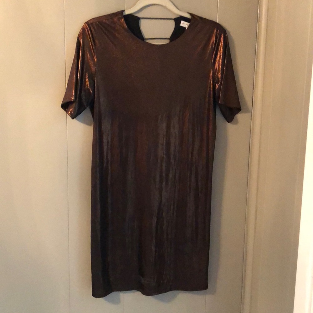 Metallic Bronze Mini Dress